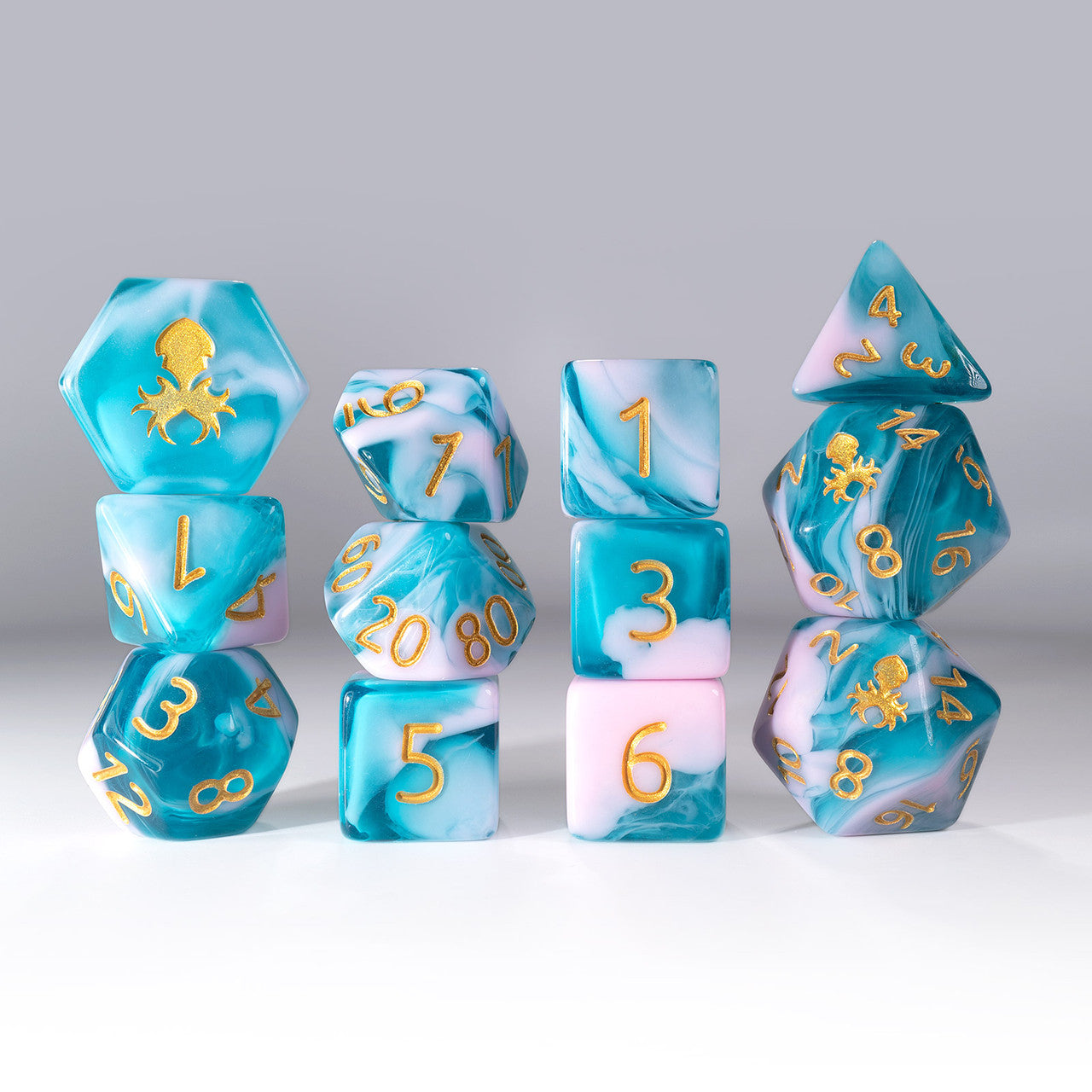 12pc Gummi Blue Raspberry Smoothie Polyhedral Dice Set